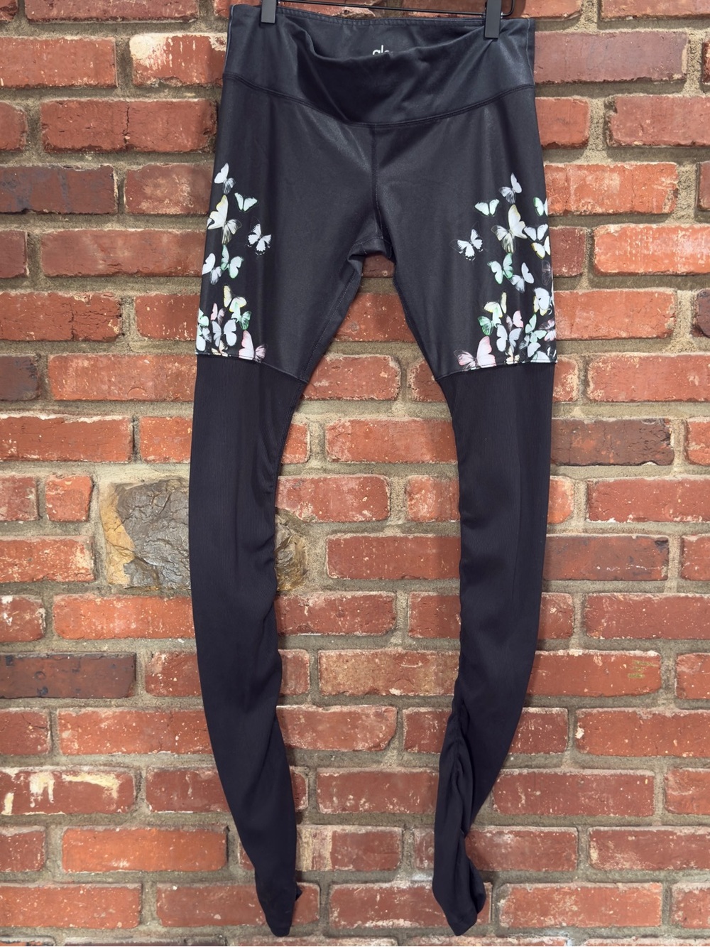 ALO Yoga womens Black Gypset Goddess Butterfly Leggings Size large extra long